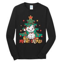 Funny Ugly Christmas Sweater Meowy Catmas Merry Catmas  Tall Long Sleeve T-Shirt