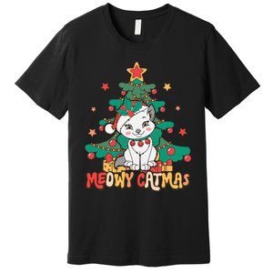 Funny Ugly Christmas Sweater Meowy Catmas Merry Catmas  Premium T-Shirt