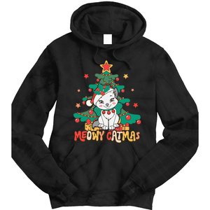 Funny Ugly Christmas Sweater Meowy Catmas Merry Catmas  Tie Dye Hoodie