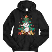 Funny Ugly Christmas Sweater Meowy Catmas Merry Catmas  Tie Dye Hoodie