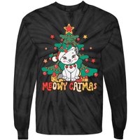 Funny Ugly Christmas Sweater Meowy Catmas Merry Catmas  Tie-Dye Long Sleeve Shirt