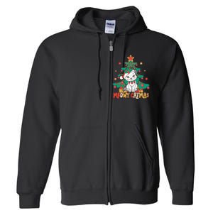 Funny Ugly Christmas Sweater Meowy Catmas Merry Catmas  Full Zip Hoodie