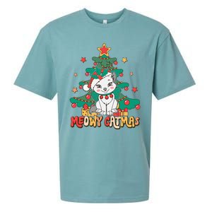 Funny Ugly Christmas Sweater Meowy Catmas Merry Catmas  Sueded Cloud Jersey T-Shirt