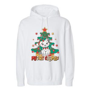 Funny Ugly Christmas Sweater Meowy Catmas Merry Catmas  Garment-Dyed Fleece Hoodie