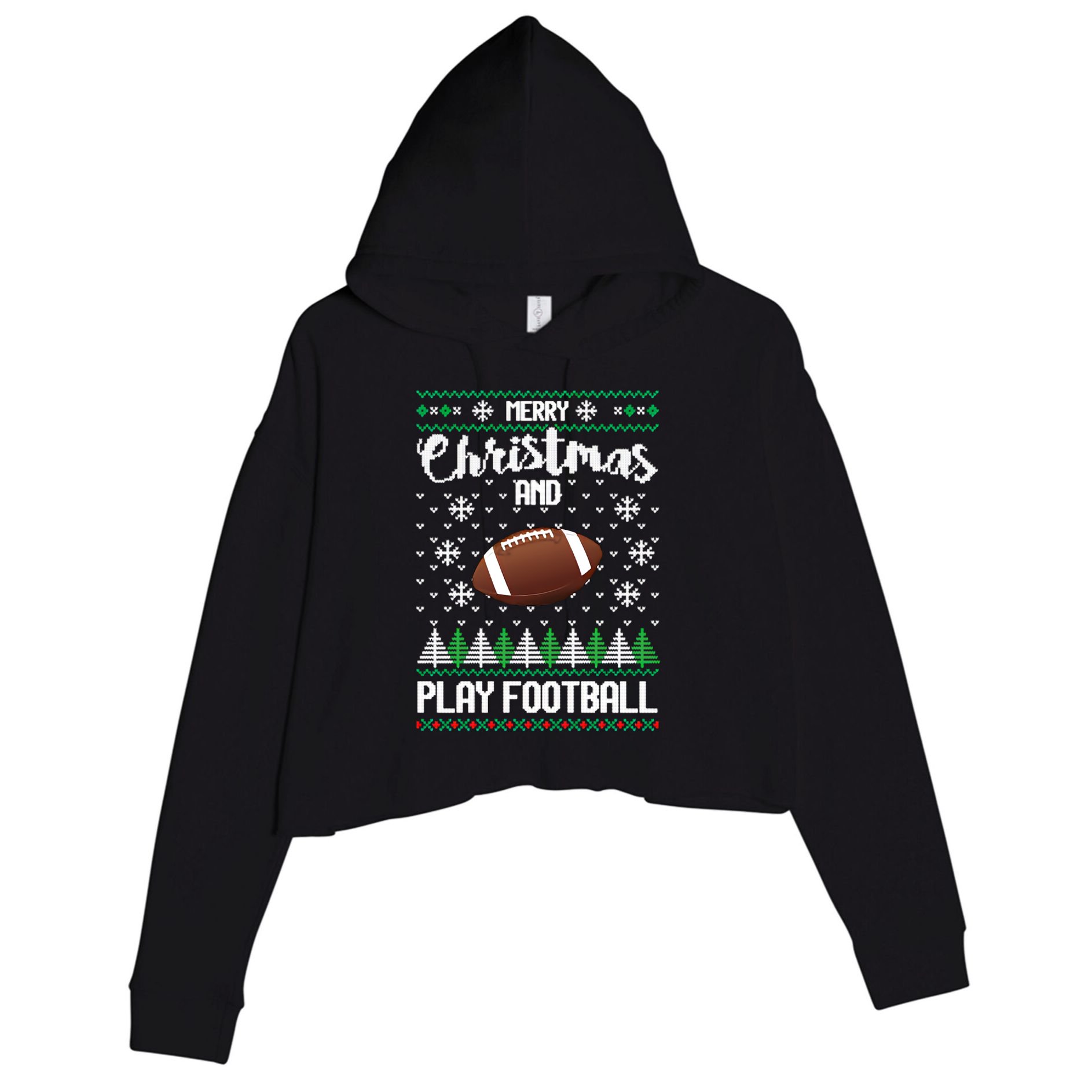 Football Ugly Christmas Crop Fleece Hoodie