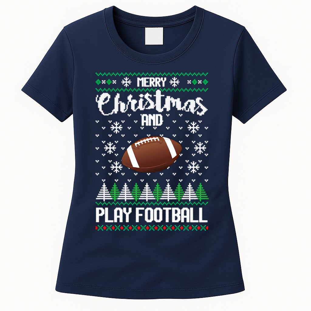 Football Ugly Christmas Womens T-Shirt