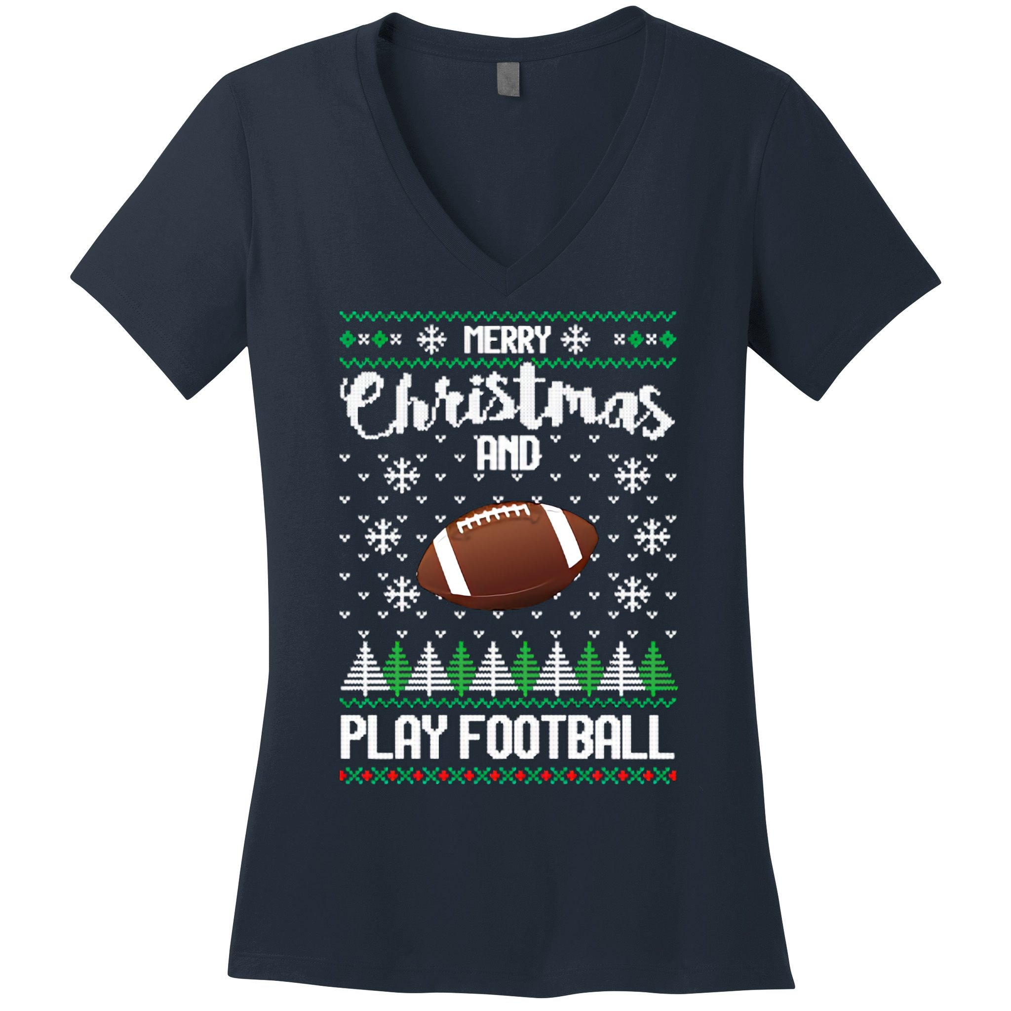 Football Ugly Christmas Women's V-Neck T-Shirt
