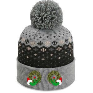 Funny Ugly Christmas Matching Couple Chest Design The Baniff Cuffed Pom Beanie