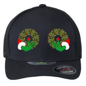 Funny Ugly Christmas Matching Couple Chest Design Flexfit Unipanel Trucker Cap