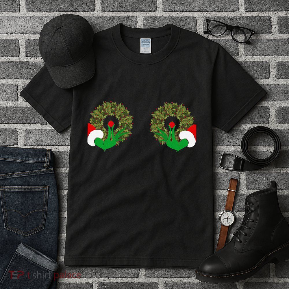 Funny Ugly Christmas Matching Couple Chest Design Tall T-Shirt