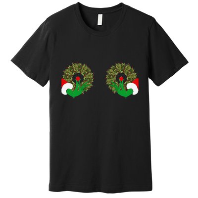 Funny Ugly Christmas Matching Couple Chest Design Premium T-Shirt