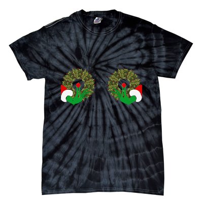 Funny Ugly Christmas Matching Couple Chest Design Tie-Dye T-Shirt