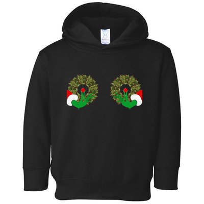 Funny Ugly Christmas Matching Couple Chest Design Toddler Hoodie