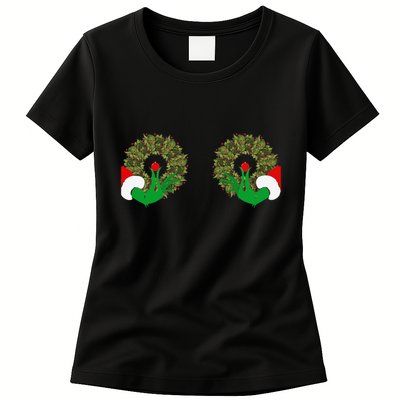 Funny Ugly Christmas Matching Couple Chest Design Womens T-Shirt