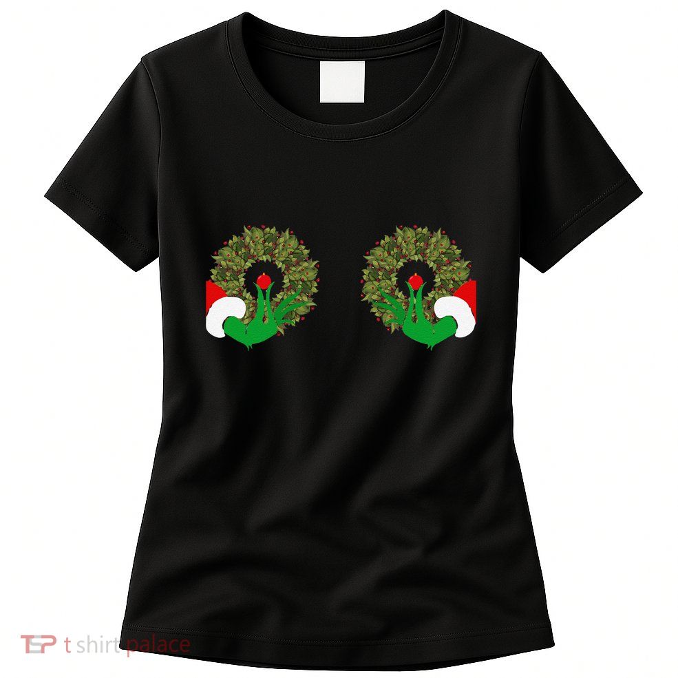 Funny Ugly Christmas Matching Couple Chest Design Womens T-Shirt