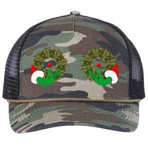 Funny Ugly Christmas Matching Couple Chest Design Retro Rope Trucker Hat Cap