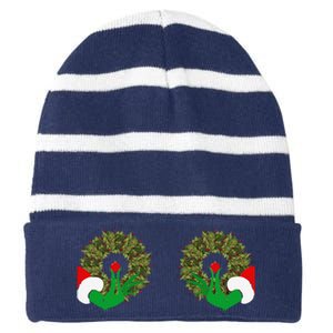 Funny Ugly Christmas Matching Couple Chest Design Striped Beanie with Solid Band