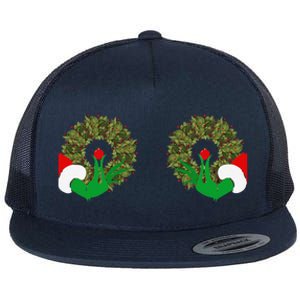 Funny Ugly Christmas Matching Couple Chest Design Flat Bill Trucker Hat