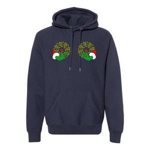 Funny Ugly Christmas Matching Couple Chest Design Premium Hoodie