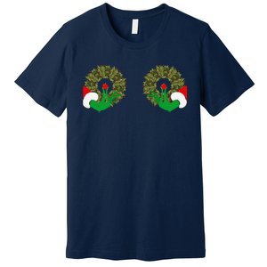 Funny Ugly Christmas Matching Couple Chest Design Premium T-Shirt