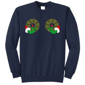 Funny Ugly Christmas Matching Couple Chest Design Tall Sweatshirt