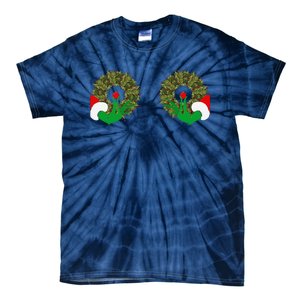 Funny Ugly Christmas Matching Couple Chest Design Tie-Dye T-Shirt