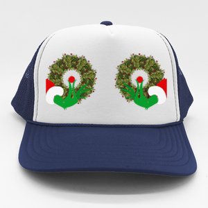 Funny Ugly Christmas Matching Couple Chest Design Trucker Hat