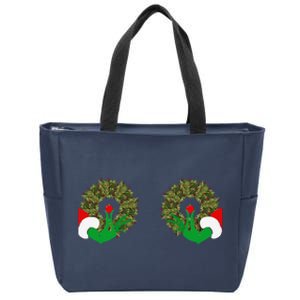 Funny Ugly Christmas Matching Couple Chest Design Zip Tote Bag