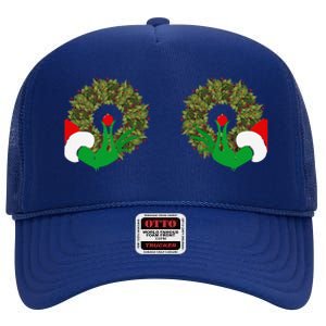 Funny Ugly Christmas Matching Couple Chest Design High Crown Mesh Back Trucker Hat