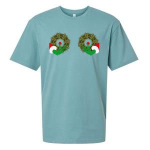 Funny Ugly Christmas Matching Couple Chest Design Sueded Cloud Jersey T-Shirt