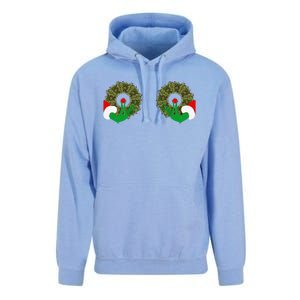 Funny Ugly Christmas Matching Couple Chest Design Unisex Surf Hoodie