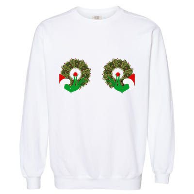 Funny Ugly Christmas Matching Couple Chest Design Garment-Dyed Sweatshirt