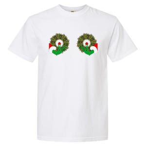 Funny Ugly Christmas Matching Couple Chest Design Garment-Dyed Heavyweight T-Shirt