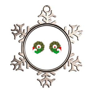 Funny Ugly Christmas Matching Couple Chest Design Metallic Star Ornament