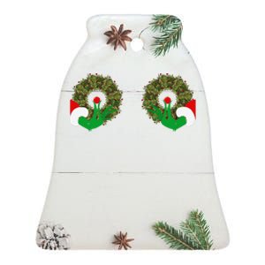 Funny Ugly Christmas Matching Couple Chest Design Ceramic Bell Ornament