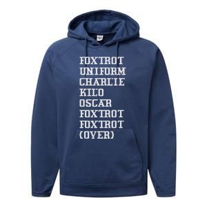 Foxtrot Uniform Charlie Kilo Oscar Over Performance Fleece Hoodie