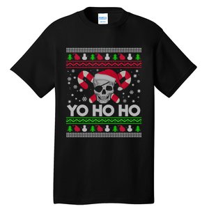 Funny Ugly Christmas Santa Pirate Yo Ho Ho Gift Tall T-Shirt