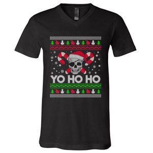 Funny Ugly Christmas Santa Pirate Yo Ho Ho Gift V-Neck T-Shirt