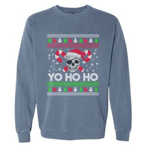 Funny Ugly Christmas Santa Pirate Yo Ho Ho Gift Garment-Dyed Sweatshirt