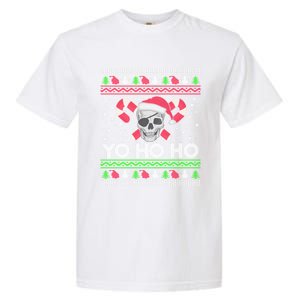 Funny Ugly Christmas Santa Pirate Yo Ho Ho Gift Garment-Dyed Heavyweight T-Shirt