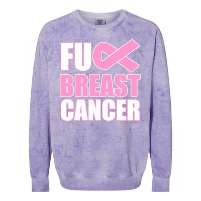 Fuck Breast Cancer Fight Logo Colorblast Crewneck Sweatshirt