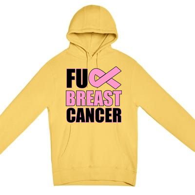 Fuck Breast Cancer Fight Logo Premium Pullover Hoodie