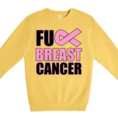 Fuck Breast Cancer Fight Logo Premium Crewneck Sweatshirt