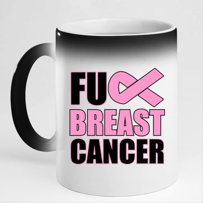 Fuck Breast Cancer Fight Logo 11oz Black Color Changing Mug