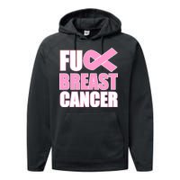 Fuck Breast Cancer Fight Logo Performance Fleece Hoodie