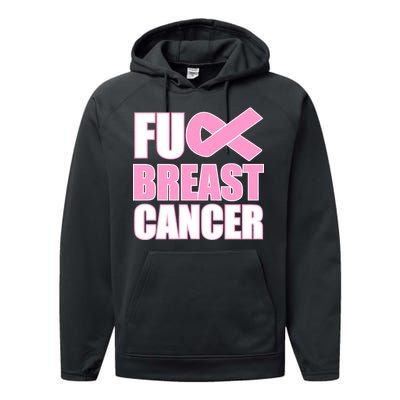 Fuck Breast Cancer Fight Logo Performance Fleece Hoodie