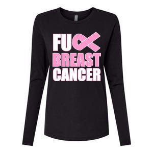 Fuck Breast Cancer Fight Logo Womens Cotton Relaxed Long Sleeve T-Shirt