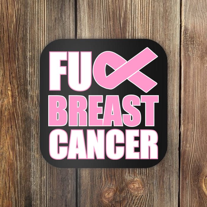 Fuck Breast Cancer Fight Logo Coaster