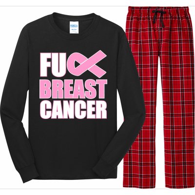 Fuck Breast Cancer Fight Logo Long Sleeve Pajama Set