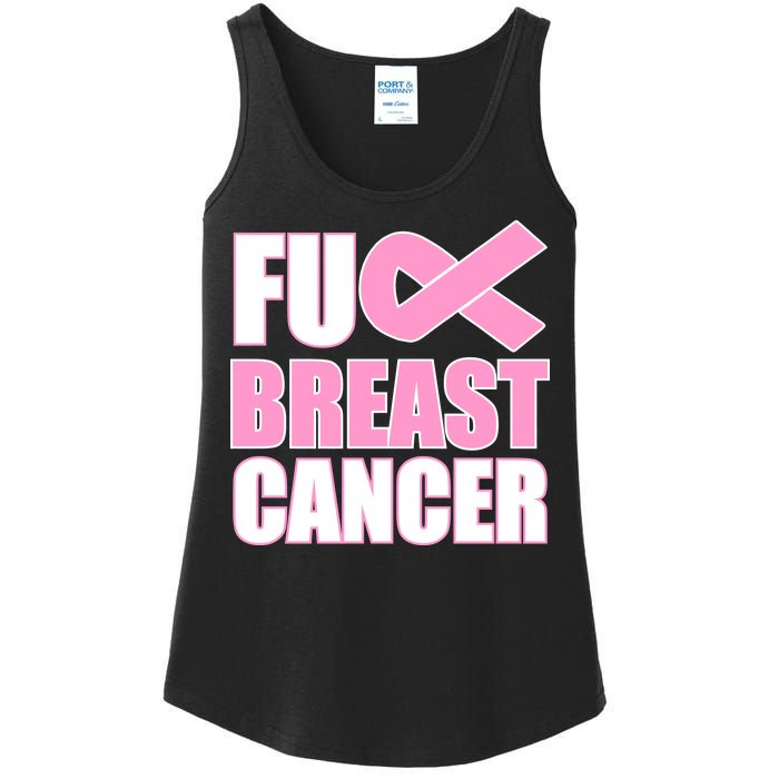 Fuck Breast Cancer Fight Logo Ladies Essential Tank